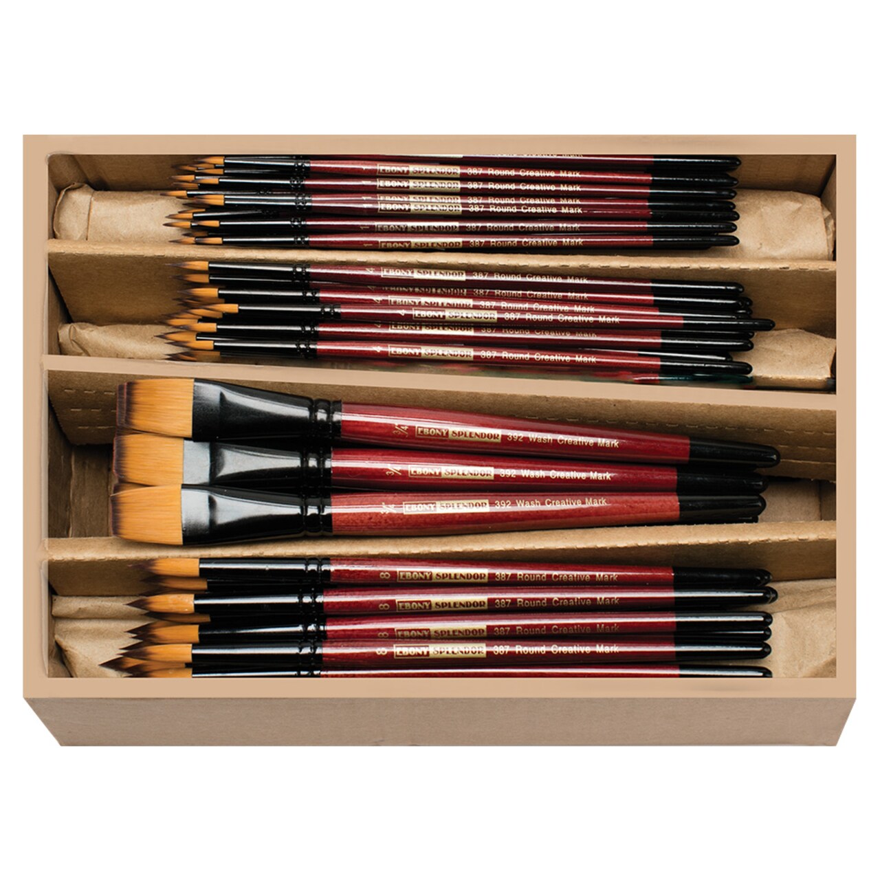 Creative Mark Ebony Splendor Short-Handled Synthetic Sable Paint Brush, Assorted, Teijin Multi-Filament Hair, Handcrafted Synthetic Paint Brushes for Acrylic, Watercolor Painting and More